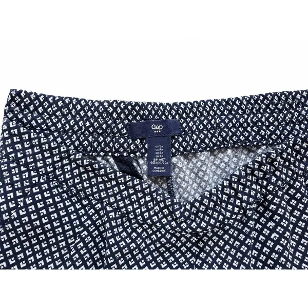 Gap Navy White Geometric Print Pull-On Pants Elastic Waist Size S - Image 3