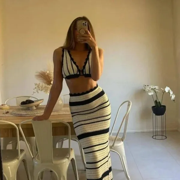 Summer knitted beach skirt Black - Image 3