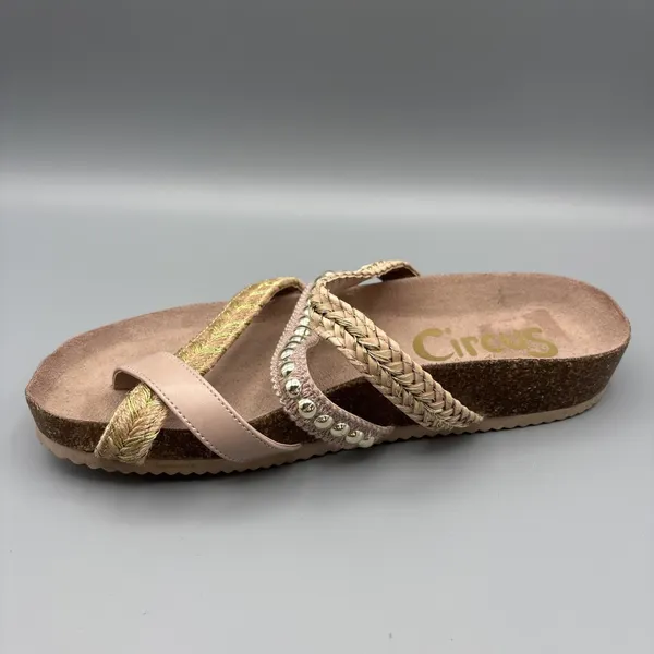 Circus Sam Edelman Oleander Shoes Size 7 Metallic Gold Pink Braided Sandals - Image 4