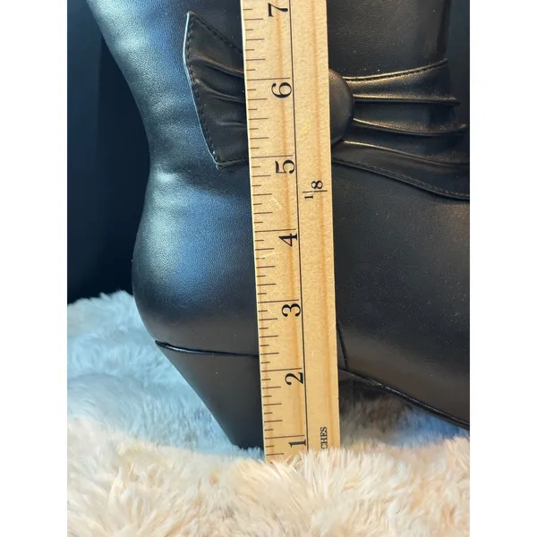 Valley Lane Black Ruched Button Knee High Boots Wide Width 7WW Witchy - Image 7
