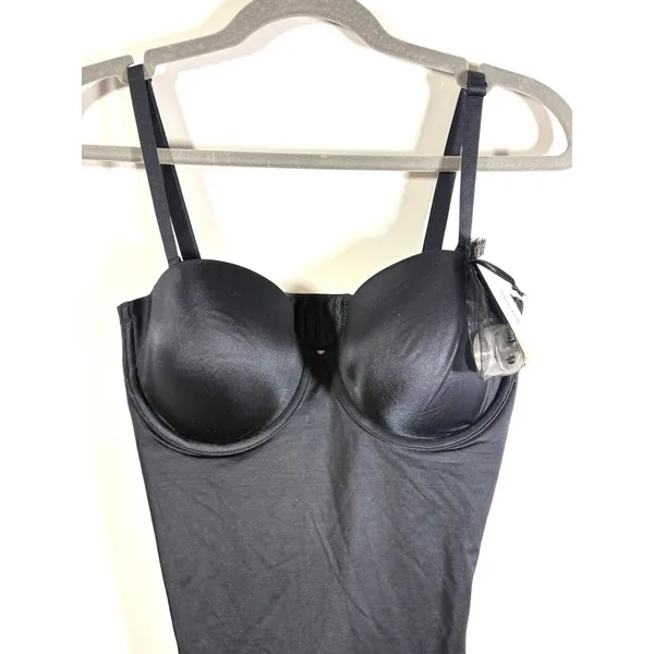 Spanx Suit Your Fancy Strapless Cupped Mid-Thigh Bodysuit Very Black 10156R M - Image 9