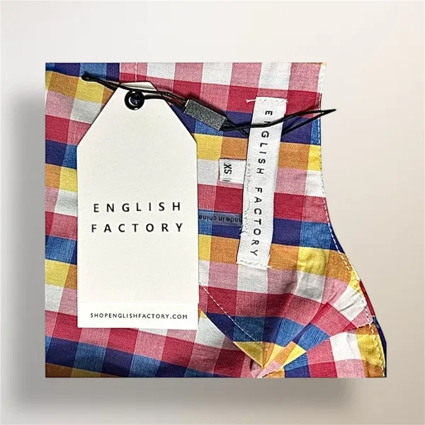 English‎ Factory Anthropologie Gingham Check Ruffle Sleeve Top Cottagecore Boho - Image 7