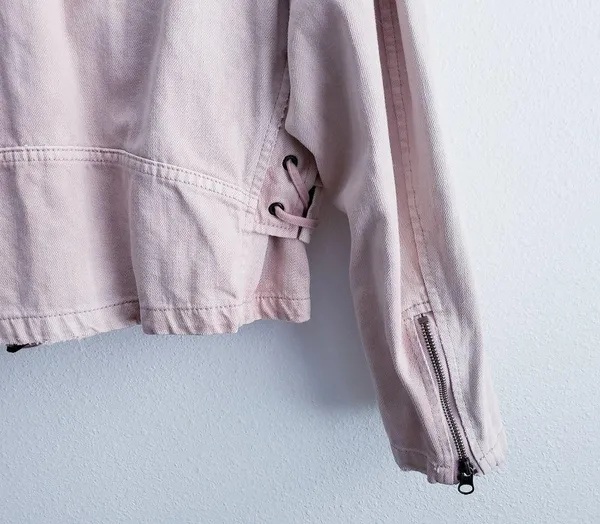 Free People Oversized Rose Moto Denim Jacket - Image 10