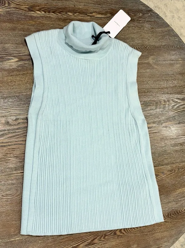 VARLEY Anastasia Rib Knit Mock Neck Tank - Winter Sky (Light Blue) - Large - NWT - Image 13