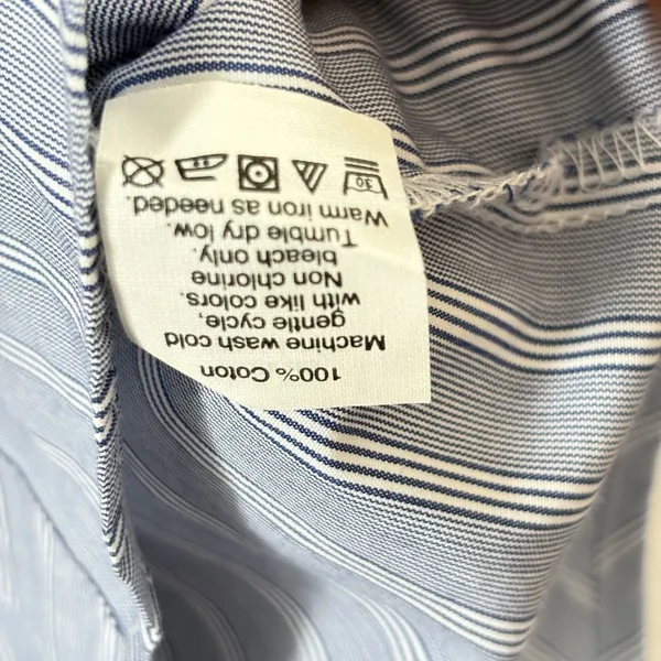 J Crew Womens‎ Blue Popover Top Striped Short Sleeve Collared Button Shirt Small - Image 8