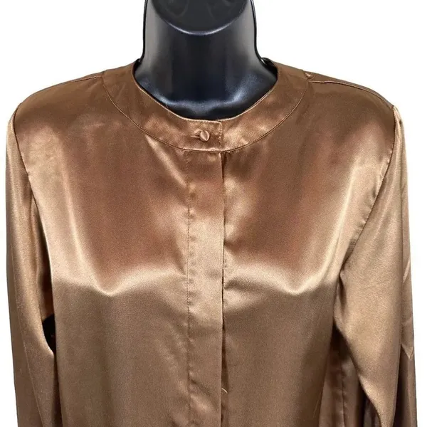 Vintage Justine Todd Long Sleeve Button Down Blouse Size 8 Gold - Image 3