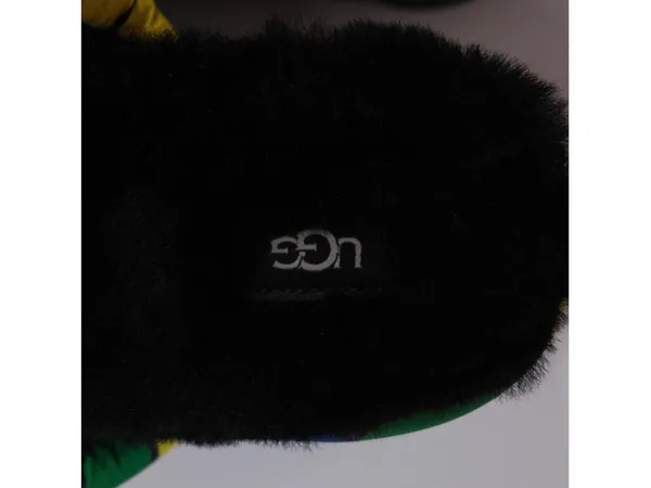 UGG Rainbow Puff Platform Slide Slippers with Black Plush - Image 6