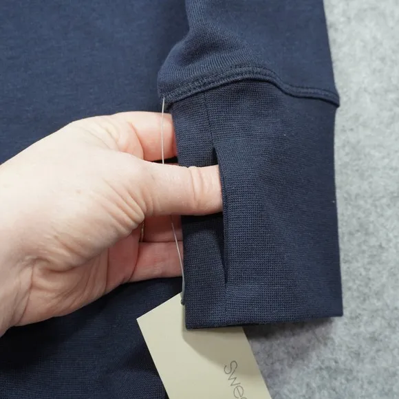 Sweaty Betty After Class Longline Crewneck Sweatshirt‎ Navy Blue Organic Cotton - Image 7