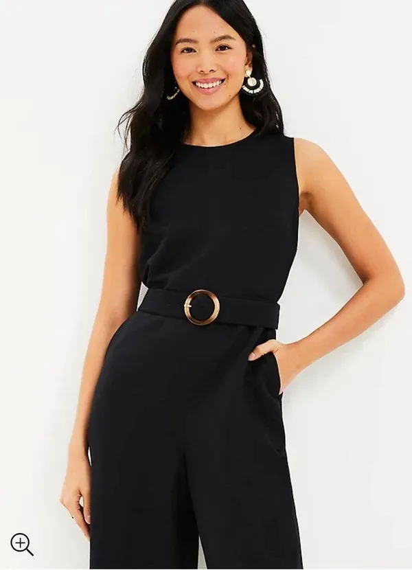 Linen Blend Belted Jumpsuit - Image 2