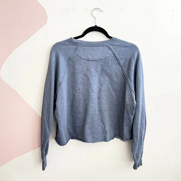 Aerie Distressed Crop Sweatshirt Cozy Soft‎ Casual Loungewear Cozy XS - Image 2