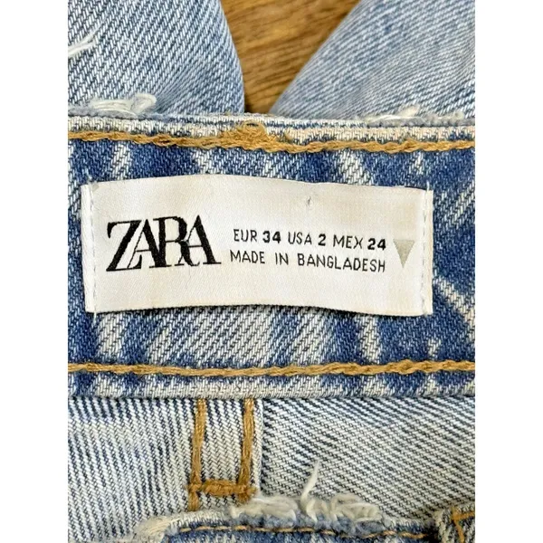 Zara light wash high-rise distressed denim jeans – size 2 - Image 6