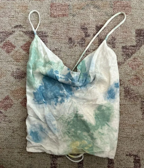 Blue And Green Cowl Neck Top - Image 4