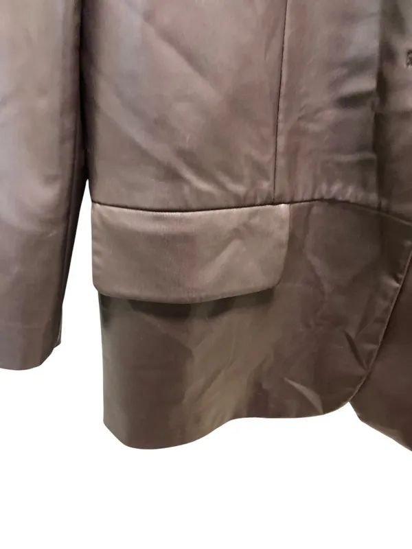 Zara Faux Leather One Button Classic Blazer Brown Size S Minimalist Fall Preppy - Image 8