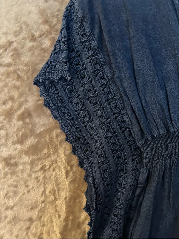 Seaspice Women’s Crochet-Trim V-Neck Swim Coverup Navy Size M - Image 4