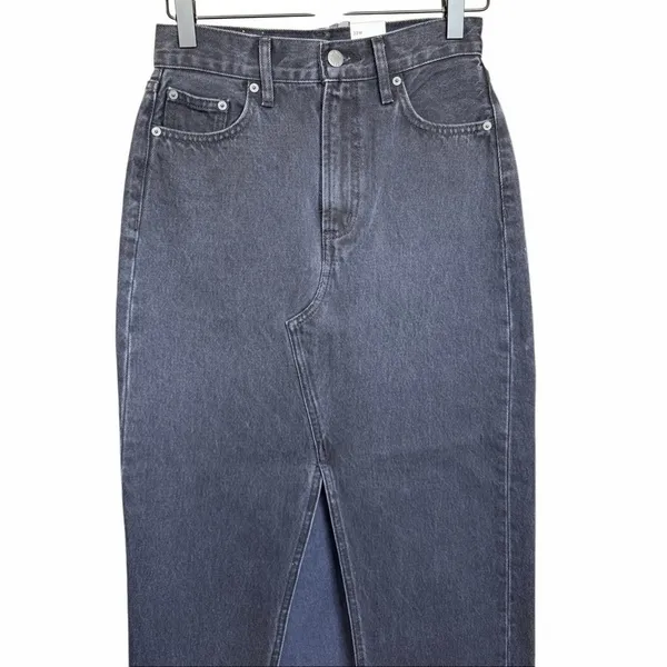 Aritzia The‎ '90S Vintage Mid-Rise Pencil Maxi Jean Skirt Size 23W Black #118619 - Image 4