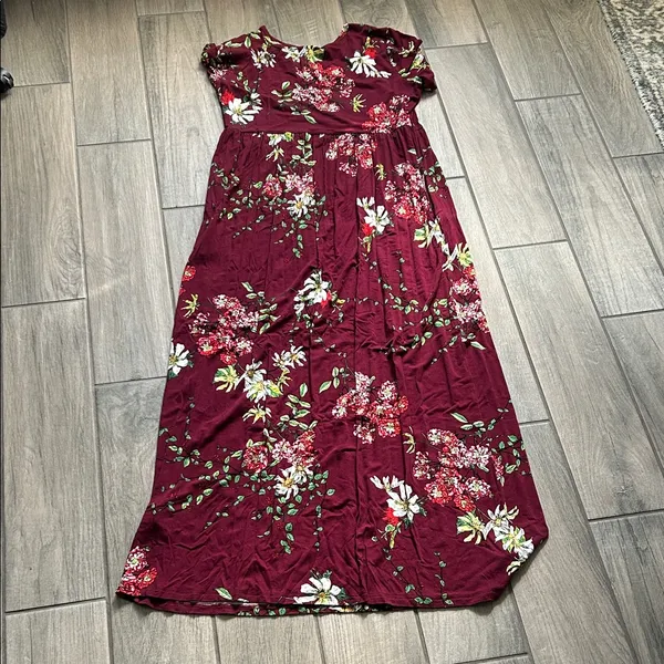 Floral Burgundy Maxi Dress - Image 4