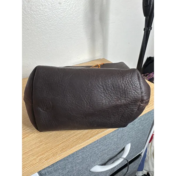 Johnny Was x Half United Leather Bucket Bag Stitch Detail Boho Dark Brown - Image 3
