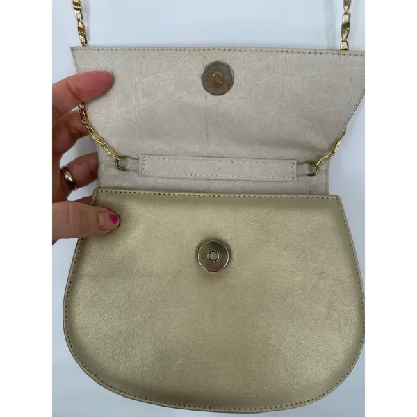 Vintage Dawli Crossbody Bag Purse Small Gold Leather Chain Strap Formal Evening‎ - Image 5