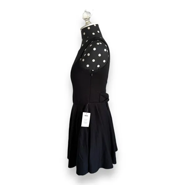 asos Womens Dress Sz 4 Black Skater Deep V Back‎ Knit Solid Short Mini - Image 8