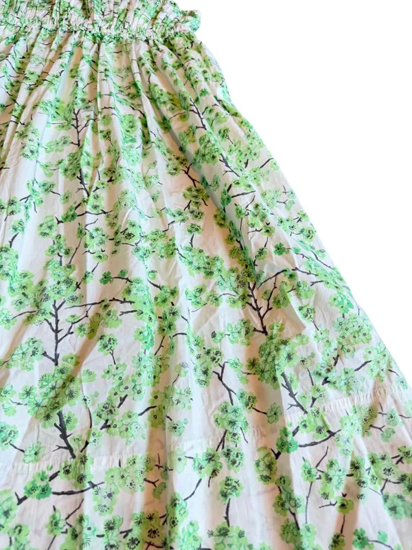J. Crew Gathered Tank Midi Dress Lime Cherry Blossoms Smocked Cotton Size 8 NWT - Image 7