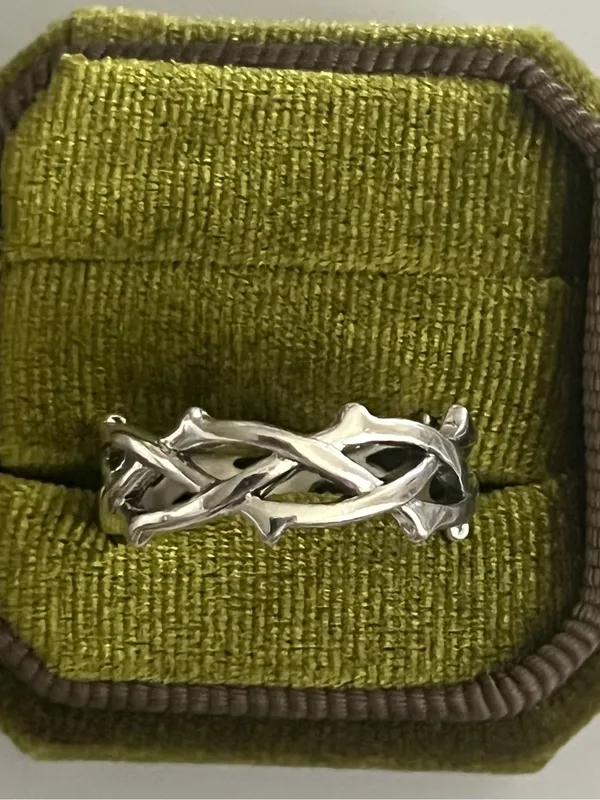 Gothic/Punk Stainless Steel Silver Barbed Wire Design Band Size 9 - Image 2