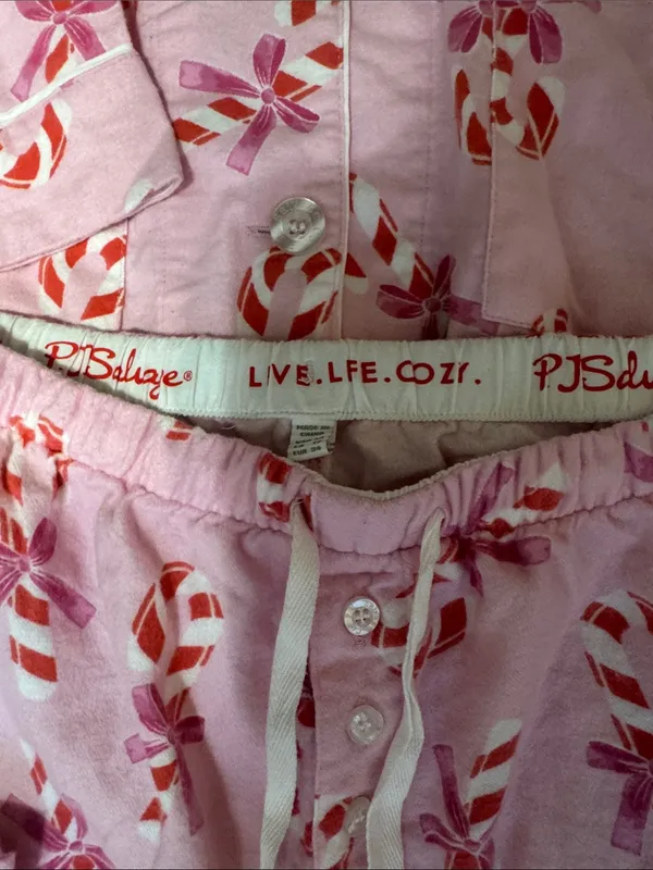 PJ Salvage Sweeter Than Sugar Candy Cane Classic Flannel Pajama Set - Image 4