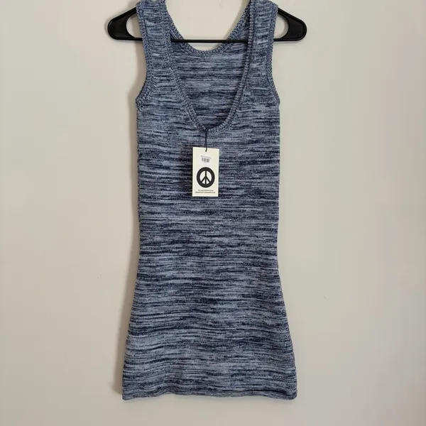 NWT MADHAPPY‎ Small Summer Collection Melange Dress in Blue Scoop Back Tank Boho - Image 2