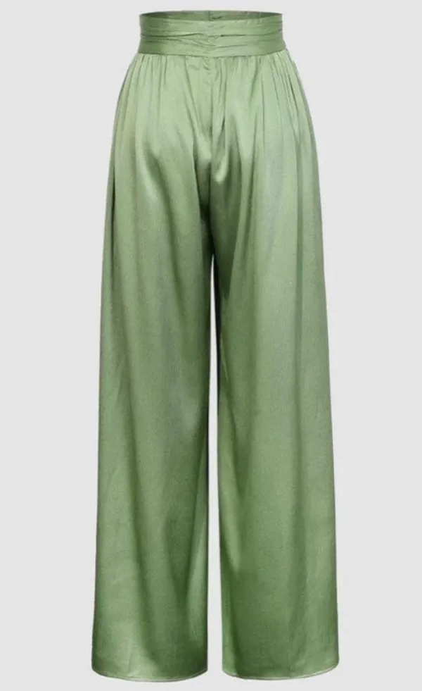 High Waisted Wide Leg Green Pants - Image 2