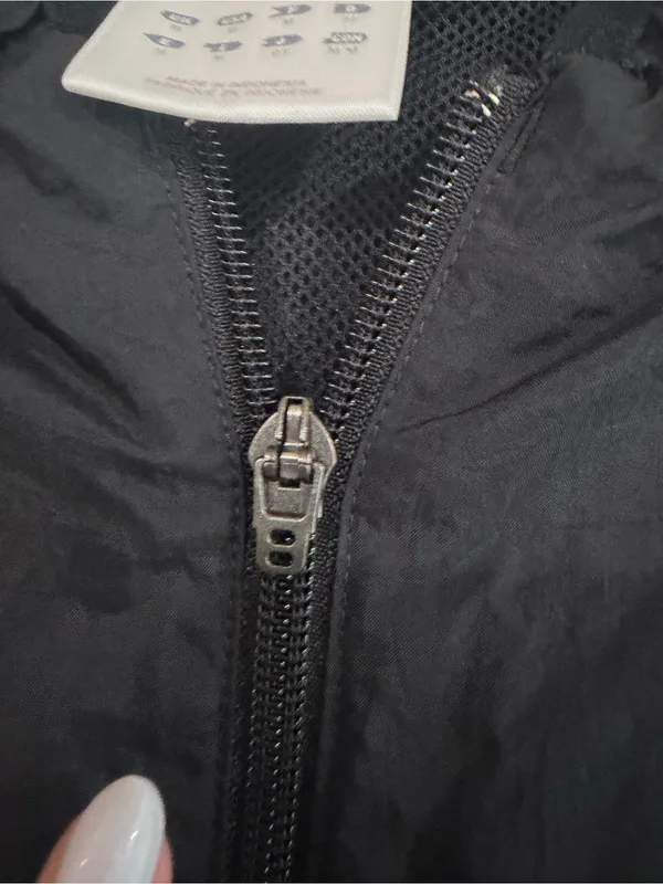 adidas Black Hooded Jacket with Aqua Trim medium - Image 3