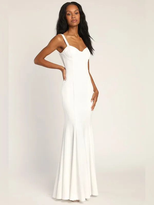 NWOT Lulus Happy Romantic White Bustier Mermaid Maxi Dress M - Image 2