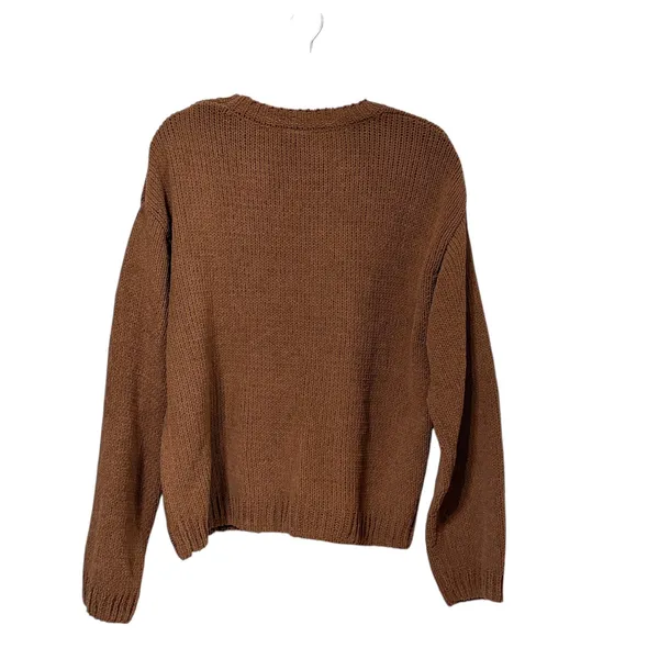 Bobeau Womens Brown Chenille Chunky Knit Crew Neck Sweater XL Pullover - Image 2