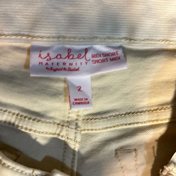 Isabel Maternity Denim Shorts Size 2 White - Image 6