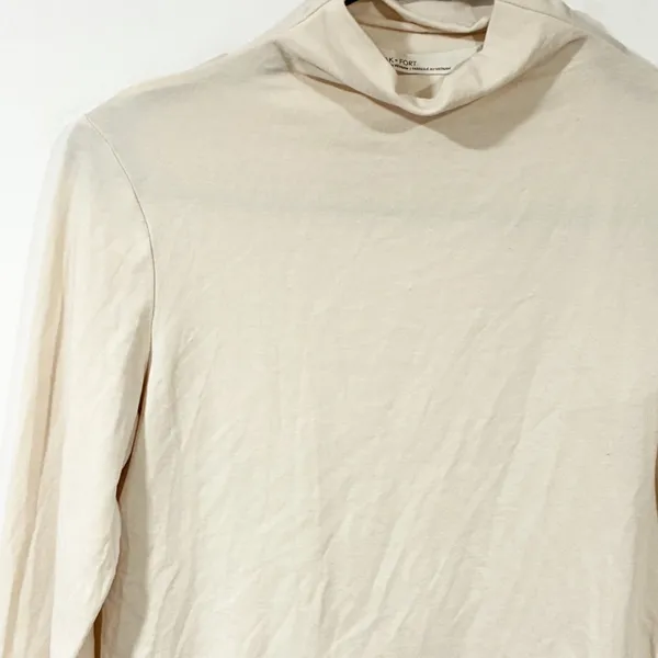 Oak + Fort Cream TURTLENECK‎ LONG SLEEVE TOP Thin Knit Size XS - Image 2