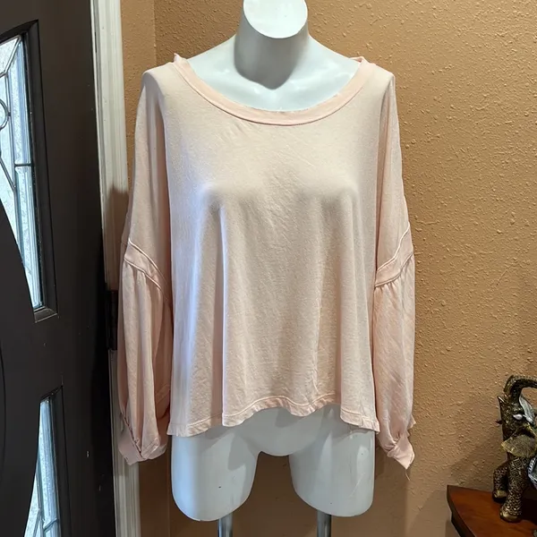 Free people blush pink bell sleeve Blouse - Image 3