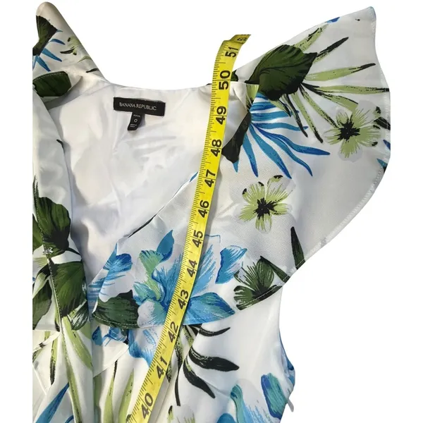 Banana Republic Floral Wrap Maxi Dress Size 0 Petite Coastal Coquette Ruffle - Image 6