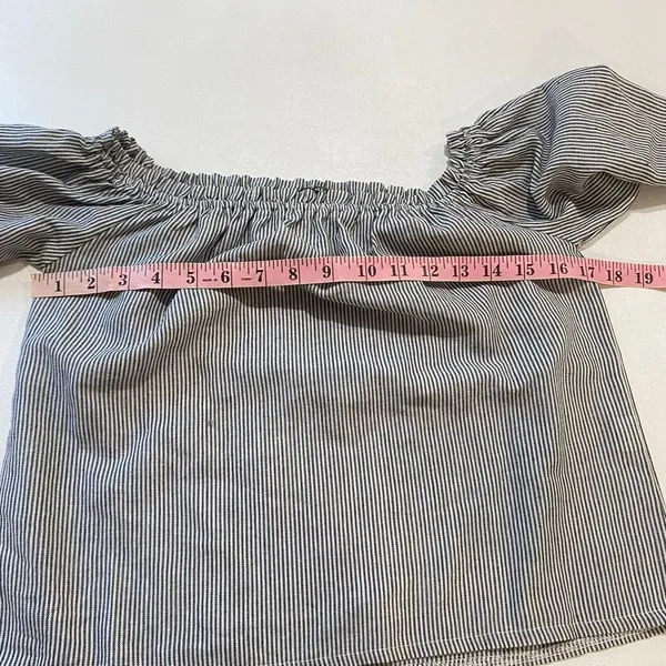 Brandy Melville Pinstripe Off Shoulder Top Black White Long Sleeve - Image 7
