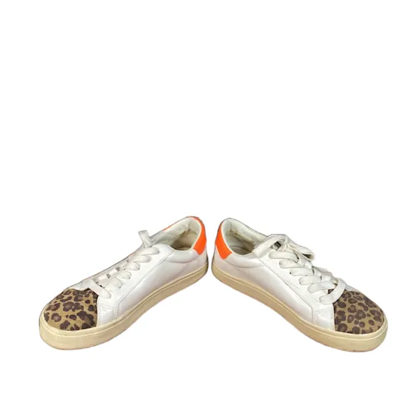 Steve Madden Women’s White Leather Pursued Sneakers Leopard Cap Toe Size 7.5 - Image 3