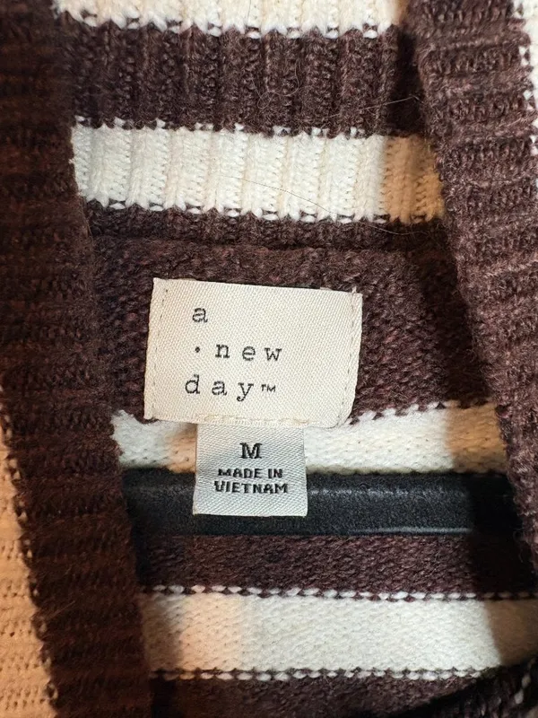 A New Day brown striped mock neck sweater - Image 3