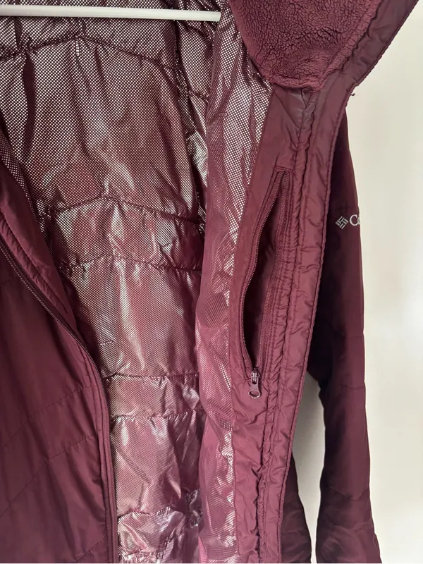 Columbia Long Line Maroon Puffer Hooded Winter Jacket Outdoor Insulated - Image 9