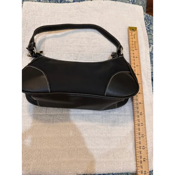 Victoria's Secret Black Nylon Baguette Shoulder Bag Y2K Contrast Stitch Small - Image 6