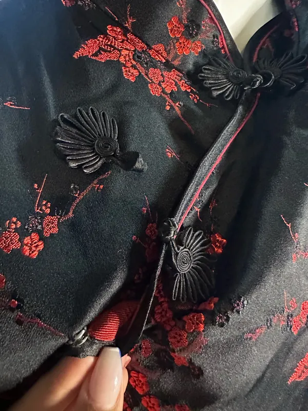 New Qipao Cheongsam Dress Black Red Floral - Image 6