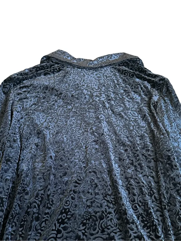Notations Black Velvet Burnout Blouse Whimsigoth Fairy Grunge Dark Romantic - Image 4