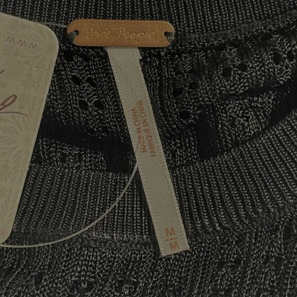 Free People H2O Crew Pullover M Black Sheer Open Knit Mesh Sweater NWT - Image 9