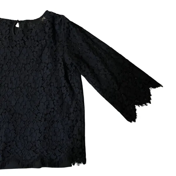 Rafaella Blouse Womens L Used Black Floral Lace Attached Cami - Image 3