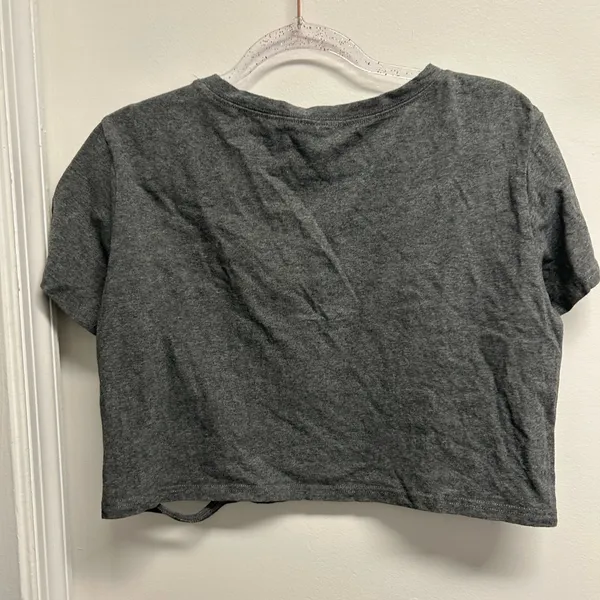 Gray Distressed women’s cropped T - Image 2