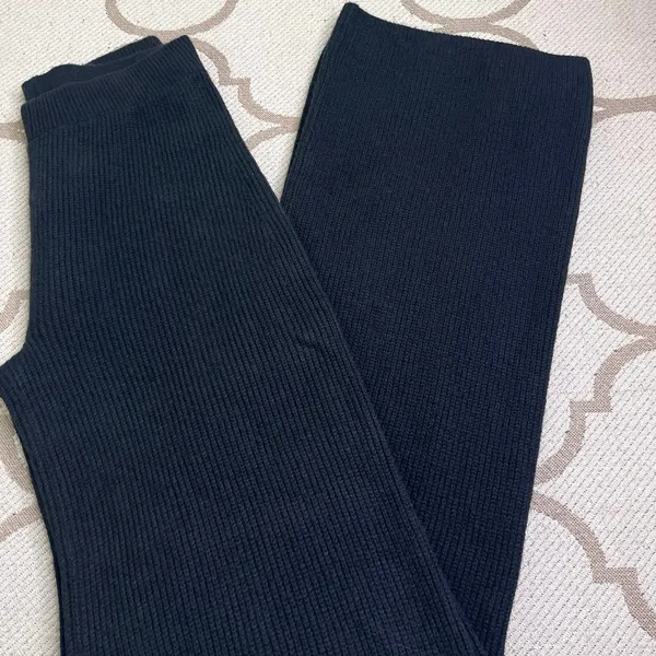 GAP CashSoft Shake Black Wide Leg Ribbed Pull-On Pants Size S Tall Super Soft - Image 2