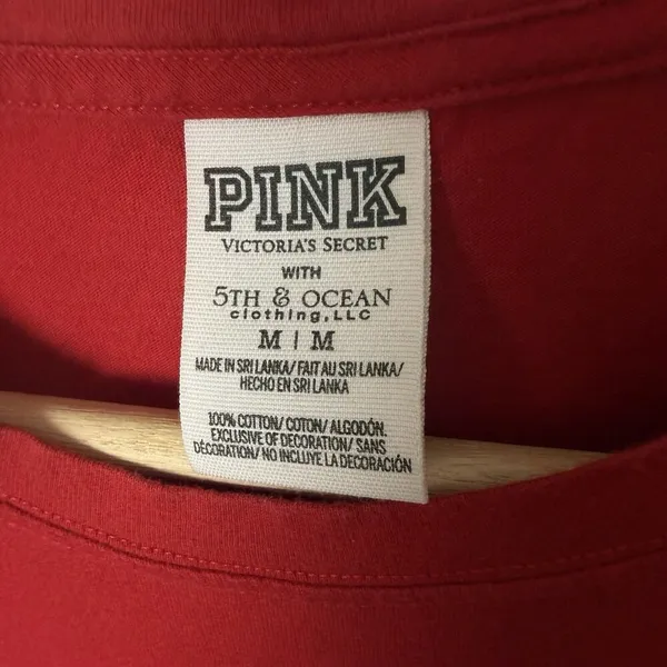 PINK Victorias Secret T-shirt Womens Med Red Wisconsin Badgers Campus Tee - Image 3