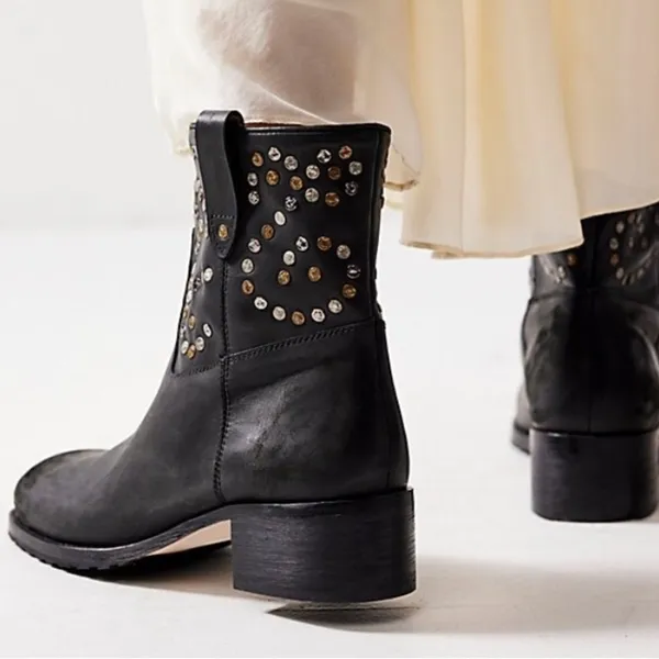NEW in Box Free People Leather Harmony Studded Boots Black Size 9 - Image 4