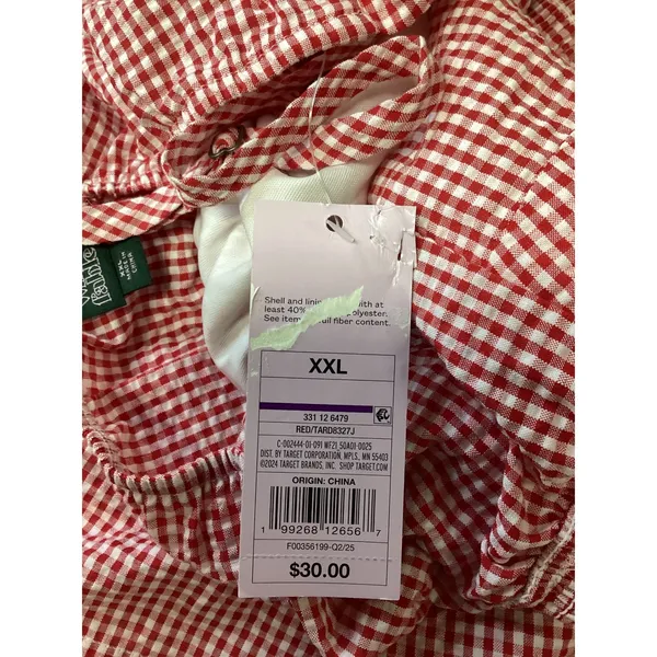 Wild Fable Red‎ White Gingham Smocked Tiered Mini Dress XXL New With Tags - Image 5