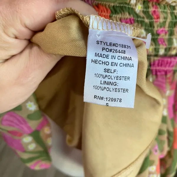 Entro Saturday In The Park Floral Mini Smocked Dress Size Small - Image 12